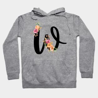 Letter W With Watercolor Floral Wreath Hoodie